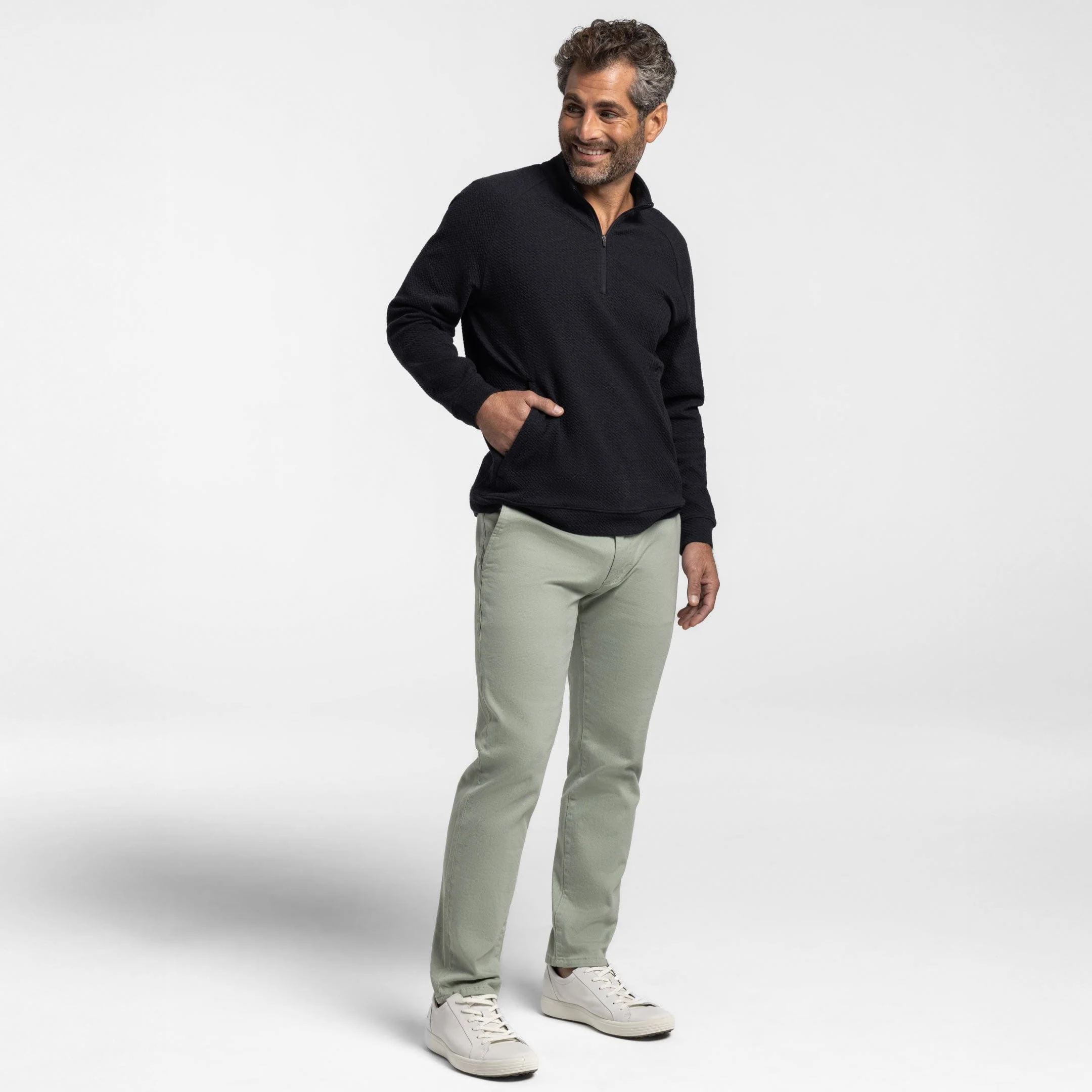 Black Textured Hybrid Quarter-Zip - Image 6