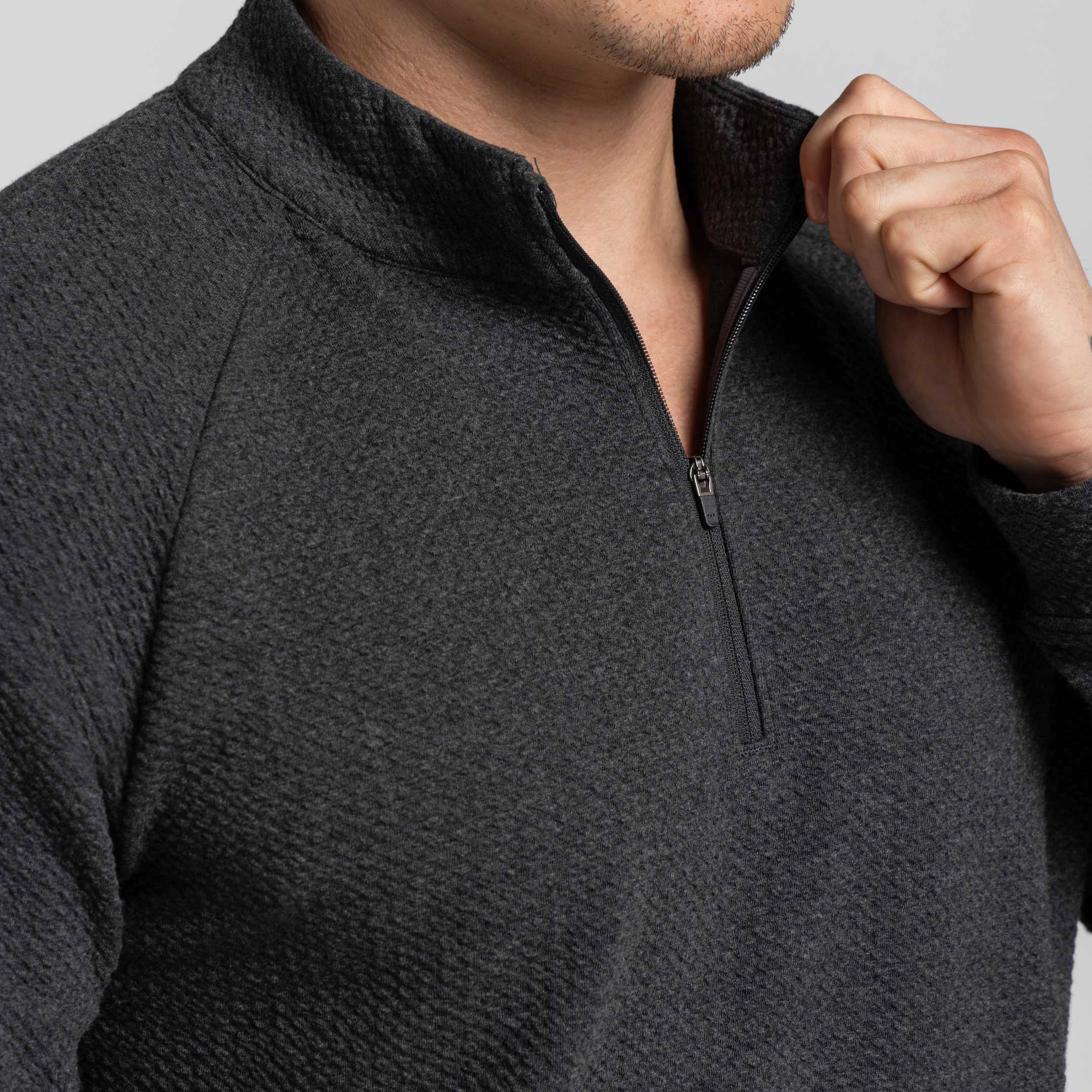 Charcoal Textured Hybrid Quarter-Zip - Image 4